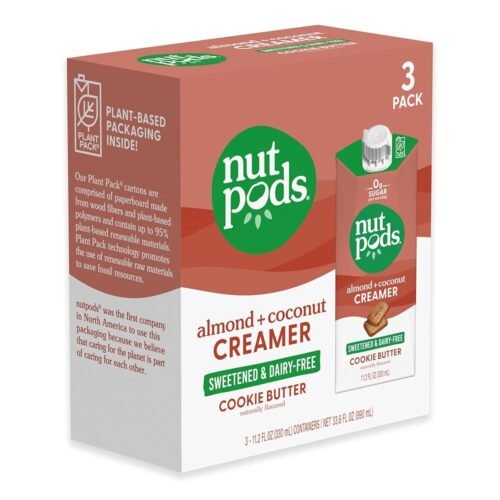 nutpods Sweetened Cookie Butter Keto Coffee Creamer - Sweetened Non Dairy Creamer With Zero Sugar - 10 Calories and Zero Net Carbs Per Serving Gluten Free, Non-GMO, Vegan, Sugar...