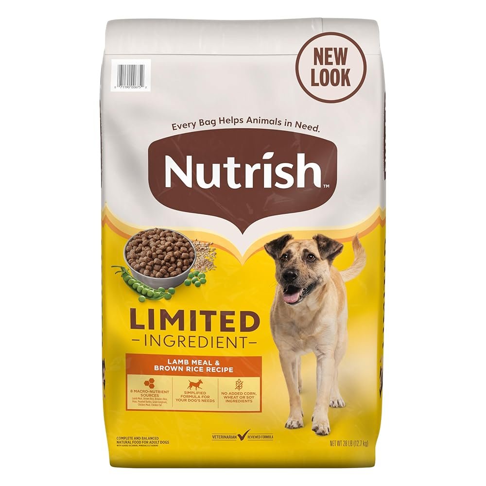 Nutrish Limited Ingredient Lamb Meal & Brown Rice Recipe Dry Dog Food, 28 lb. Bag, Packaging May Vary (Rachael Ray)
