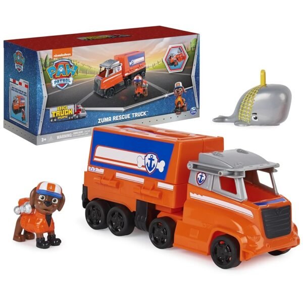 Paw Patrol, Big Truck Pup’s Zuma Transforming Toy Trucks with Collectible Action Figure, Kids Toys for Ages 3 and up