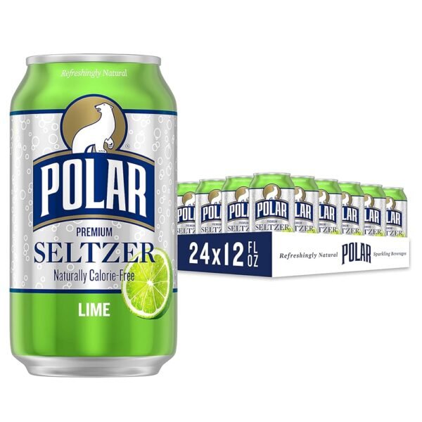 POLAR Seltzer Water Lime, 12 Fl Oz, Pack of 24