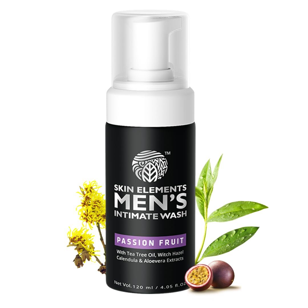 Skin Elements Intimate Wash for Men with Passion Fruit (4.05 Fl Oz) | pH Balanced Foaming Intimate Wash | Prevents Itching, Irritation & Bad Odor |