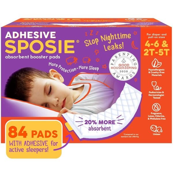 Sposie Diaper Booster Pads, Stop Leaks in Overnight Diapers, Nighttime Diapers, Baby Diapers, and Disposable Toddler Training Underwear Girls and Boys, Adhesive Diaper Pad, Size...