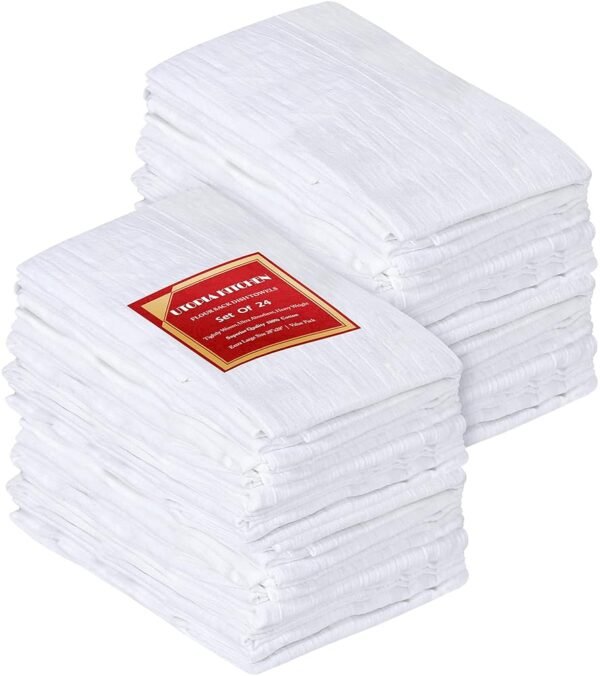 Utopia Kitchen White Flour Sack Towels [24 Pack - 28 x 28 Inch] 100% Cotton Tea Towels for Cleaning & Drying - Highly Absorbent Kitchen Dish Cloth