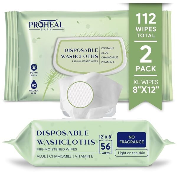 X Large Wet Wipes for Adults - 2 Packs of 56 [112 Count] Disposable Incontinence Wipes, 12" x 8" Adult Wipes for Elderly - Personal Body Wipes for Women and Men, Pre Moistened...